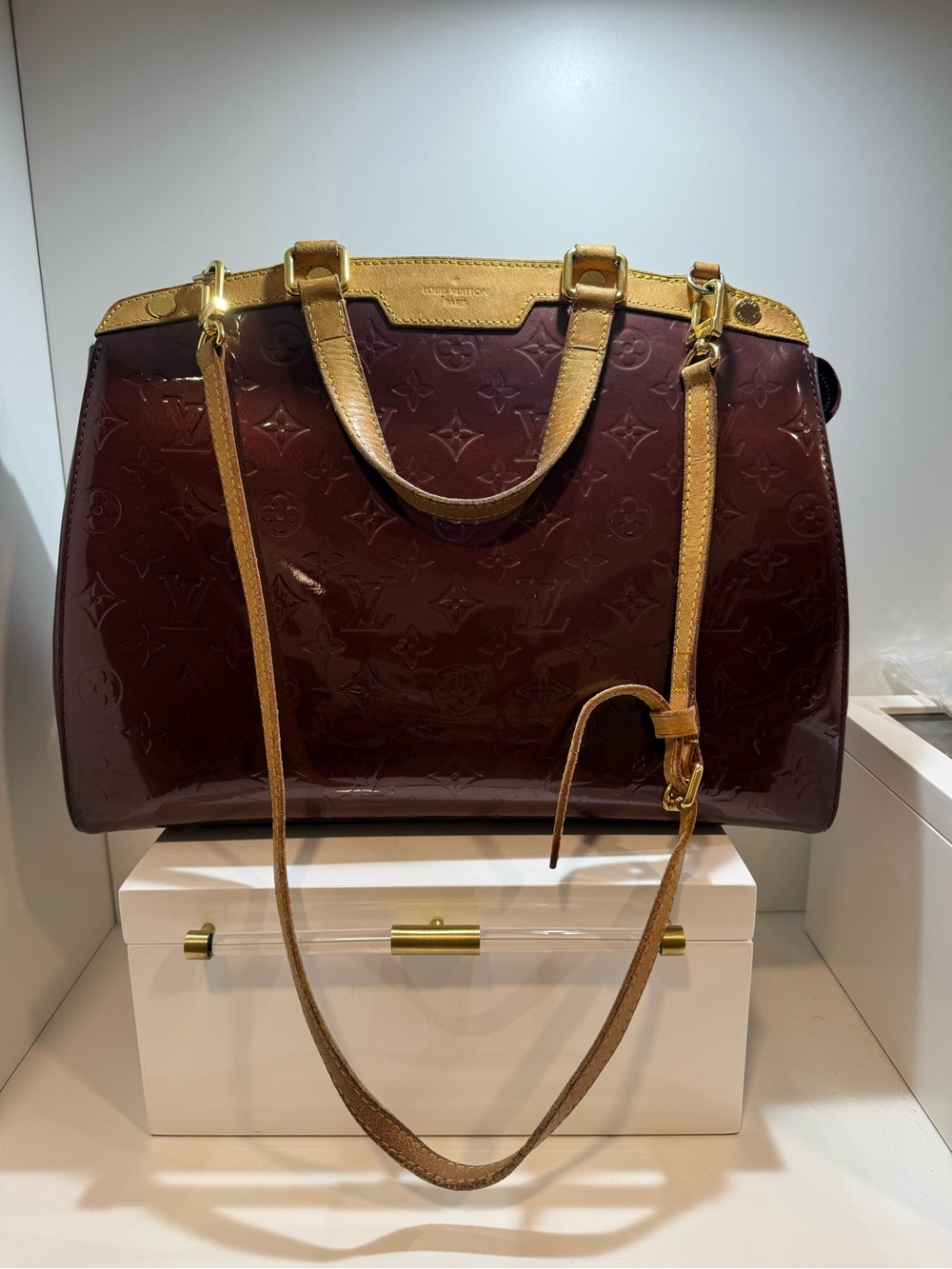 Louis Vuitton Amarante Vernis Leather Brea GM Bag with Strap